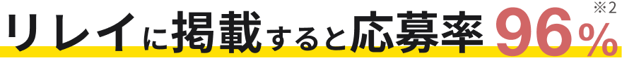リレイに掲載すると応募率96%